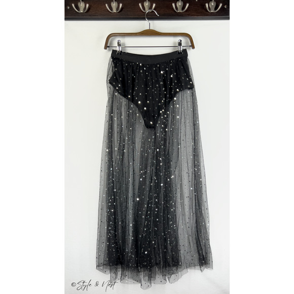 Women's Sheer Mesh Long Maxi Tulle Festival Rave Whimsigoth Fairy Skirt Medium - Picture 5 of 6